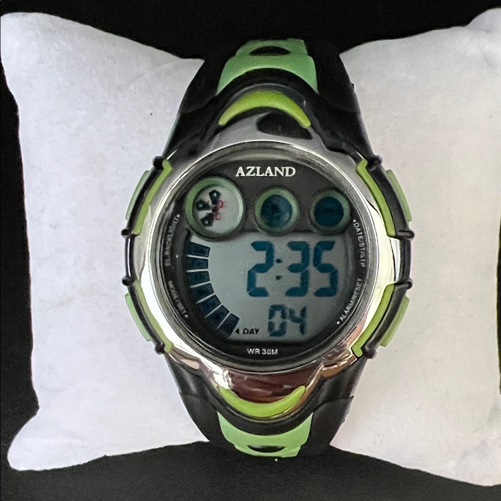 Azland Black and Green Digital Watch (KW04)